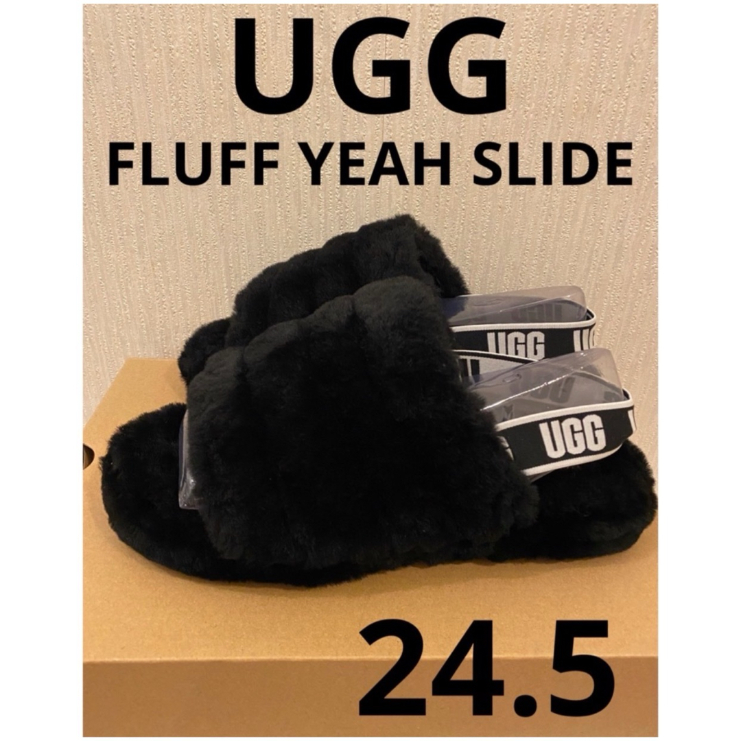 UGG(アグ)のUGG アグ スリッパ フラッフ イヤー スライド　サンダル　ブラック レディースの靴/シューズ(サンダル)の商品写真