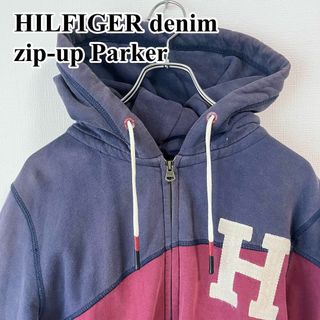 トミーヒルフィガー(TOMMY HILFIGER)の希少モデル✨トミーヒルフィガー ジップパーカー M 古着 デカロゴ(パーカー)