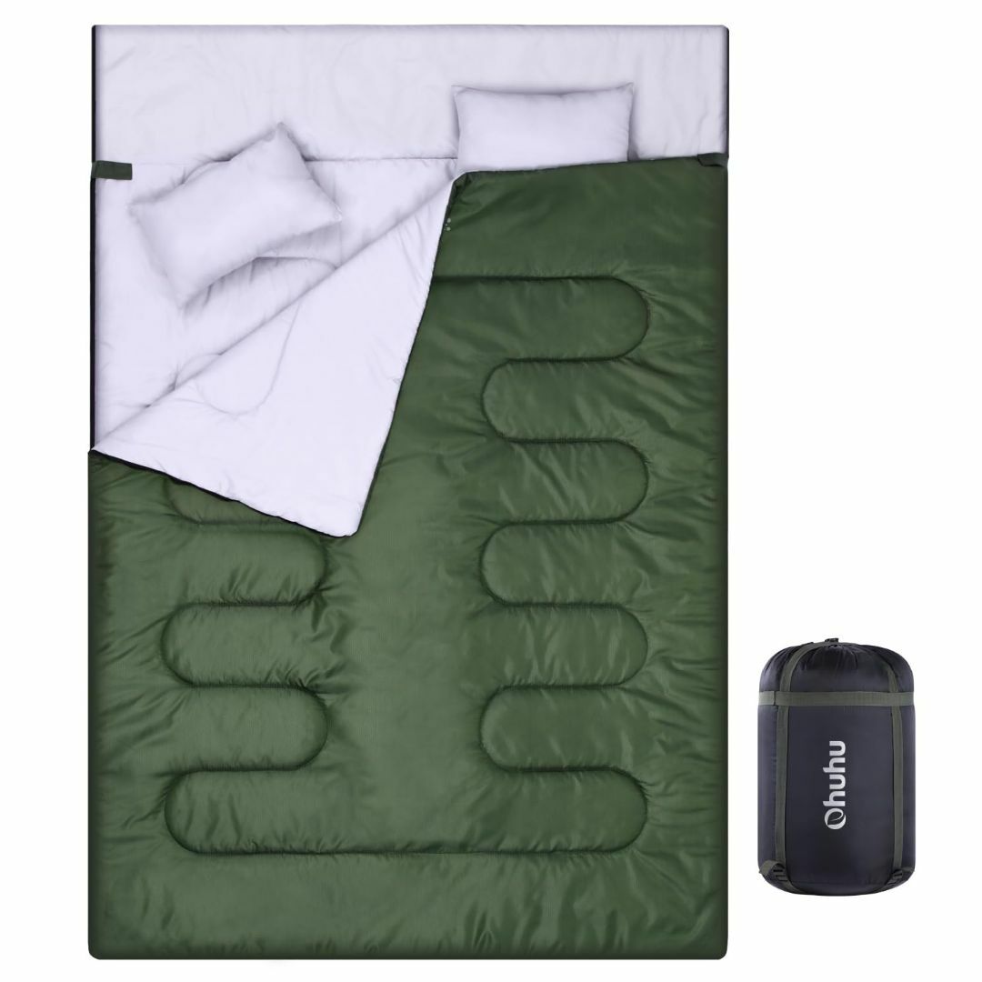 Ohuhu 寝袋 2人用 封筒型 夏用 冬用 210T防水 シュラフ キャンプ用48×30cm重量