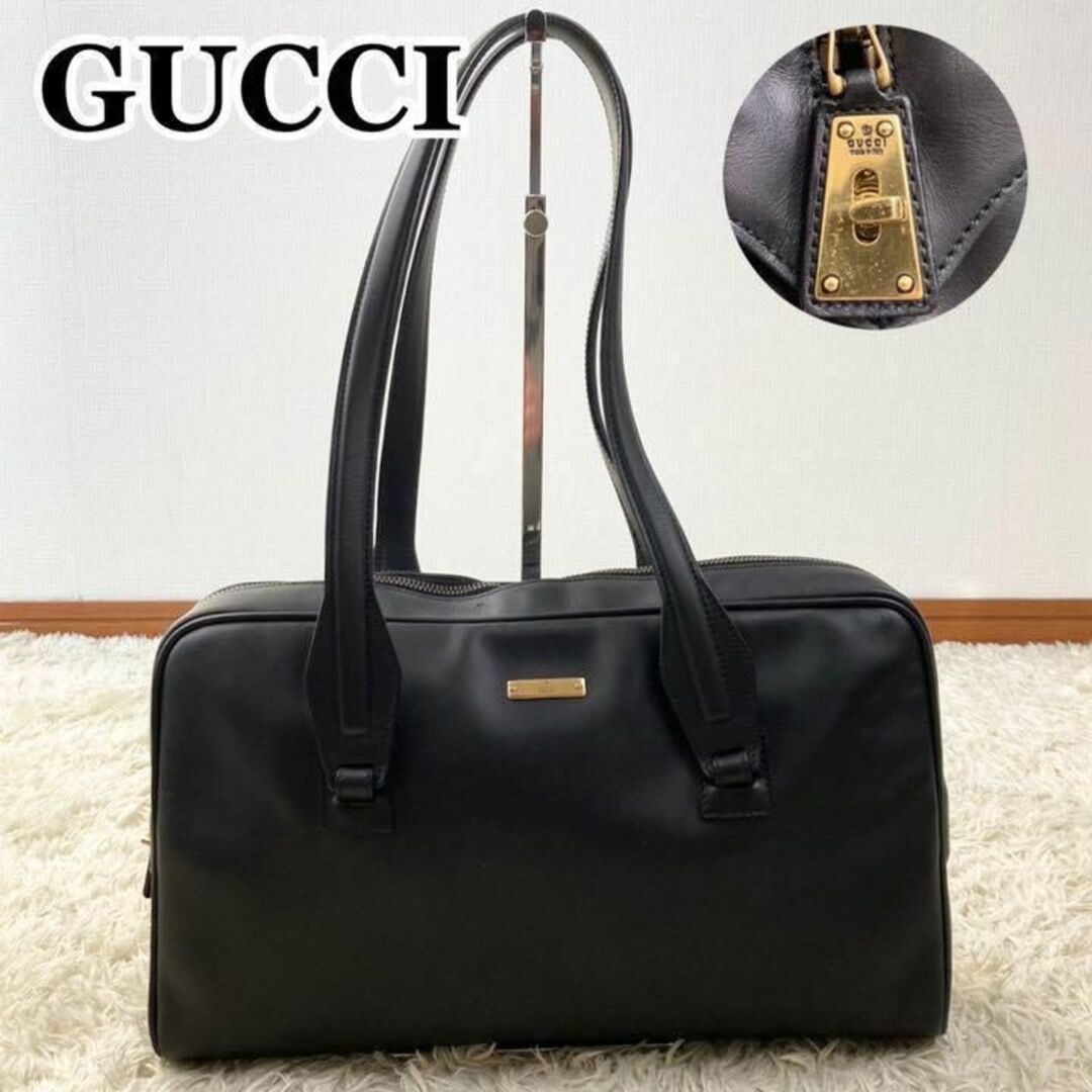 Gucci(グッチ)の【美品】GUCCI トートバッグ 2way オールレザー ブラック GG ロック レディースのバッグ(トートバッグ)の商品写真