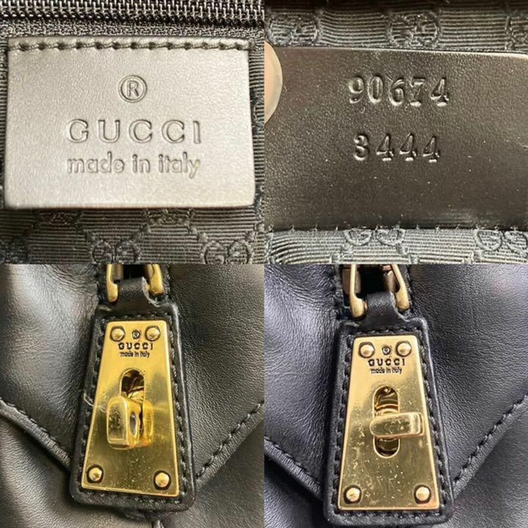 Gucci(グッチ)の【美品】GUCCI トートバッグ 2way オールレザー ブラック GG ロック レディースのバッグ(トートバッグ)の商品写真