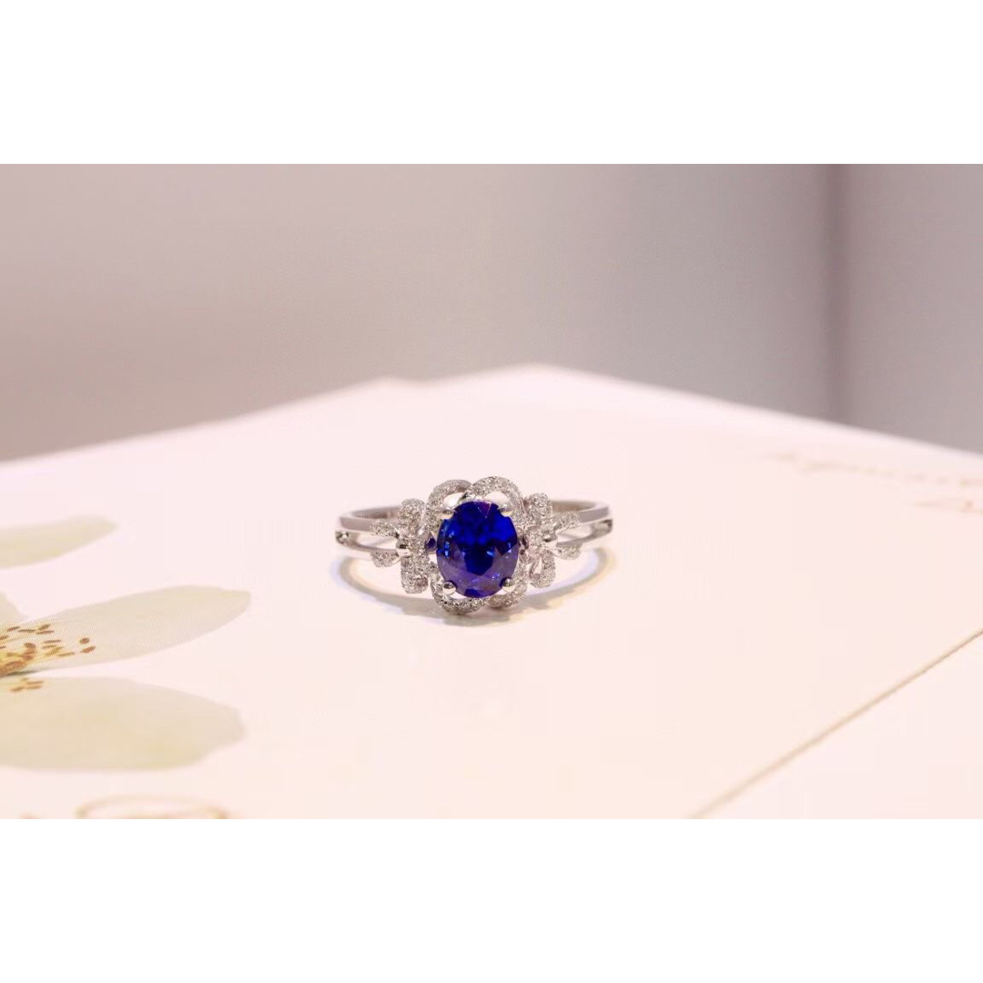 天然 ロイヤルブルーサファイア ダイヤ リング1.06ct k18 f レディースのアクセサリー(リング(指輪))の商品写真