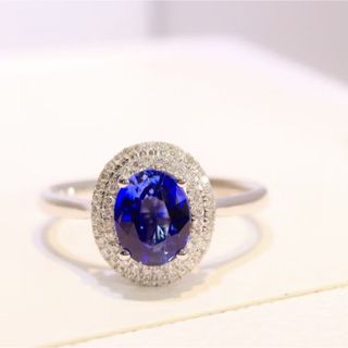 天然 ロイヤルブルーサファイア ダイヤ リング1.22ct k18 f(リング(指輪))