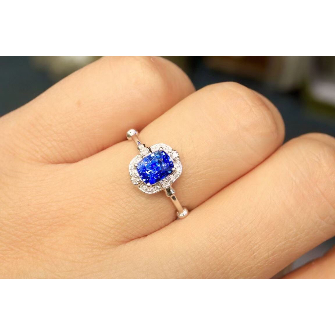 天然 ロイヤルブルーサファイア ダイヤ リング1.27ct k18 f レディースのアクセサリー(リング(指輪))の商品写真