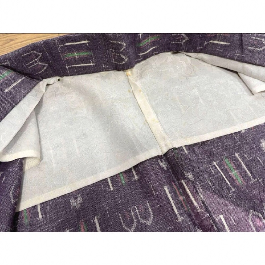 着物リメイク セットアップ 古布 絣 サッシュベルト 二部式 3点セット コーデ レディースの水着/浴衣(着物)の商品写真