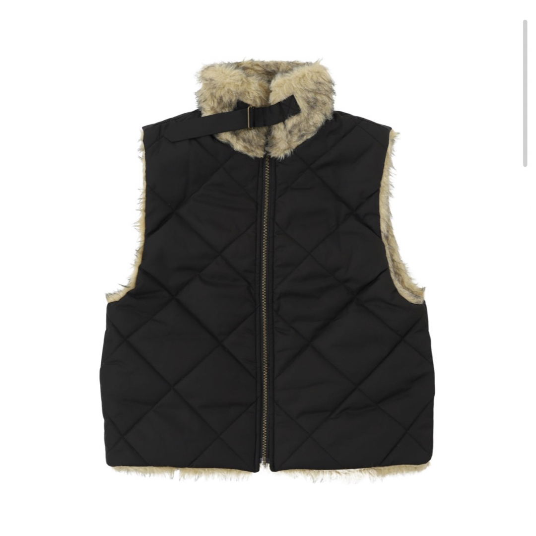 ACLENT 2way stand collar fur vest