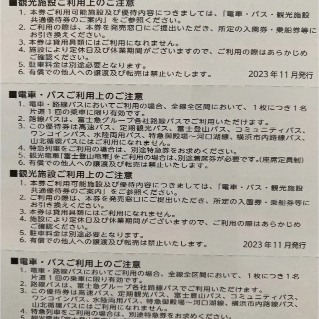 富士急行 株主優待 10枚 割引冊子2冊付 チケットの施設利用券(遊園地/テーマパーク)の商品写真