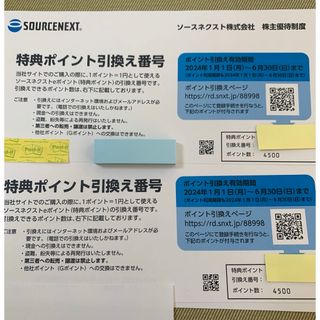 ソースネクスト(SOURCENEXT)のソースネクスト　株主優待　9000p(ショッピング)