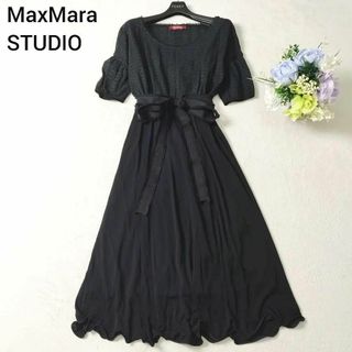 極美品 マックスマーラ 花柄 シアー フレア ロングワンピース ペチコート付○サイズ