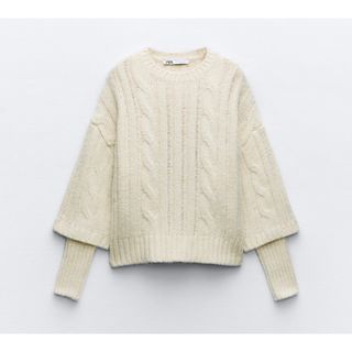 ザラ(ZARA)のZARA  ダブルスリーブケーブルニットセーター　S(ニット/セーター)