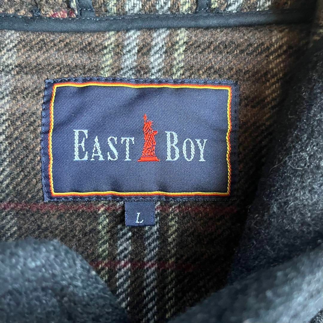 EASTBOY(イーストボーイ)の【大きめ】イーストボーイ　カシミヤ混ダッフルコート　チェック柄 レディースのジャケット/アウター(ダッフルコート)の商品写真