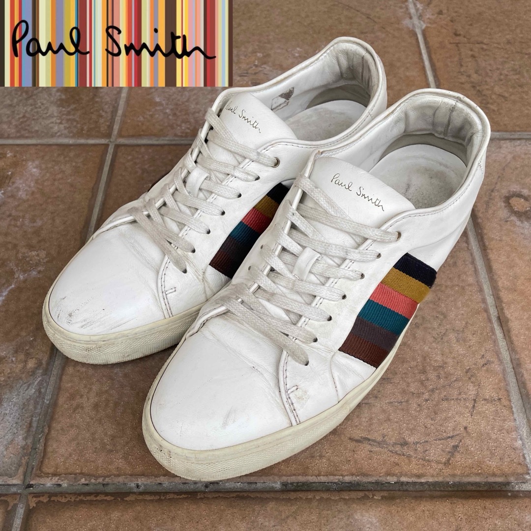 Paul Smith(ポールスミス)の【限定値下げ】 ポールスミス マルチストライ白 UK9 28センチ メンズの靴/シューズ(スニーカー)の商品写真