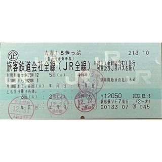 青春18きっぷ1回分(鉄道乗車券)