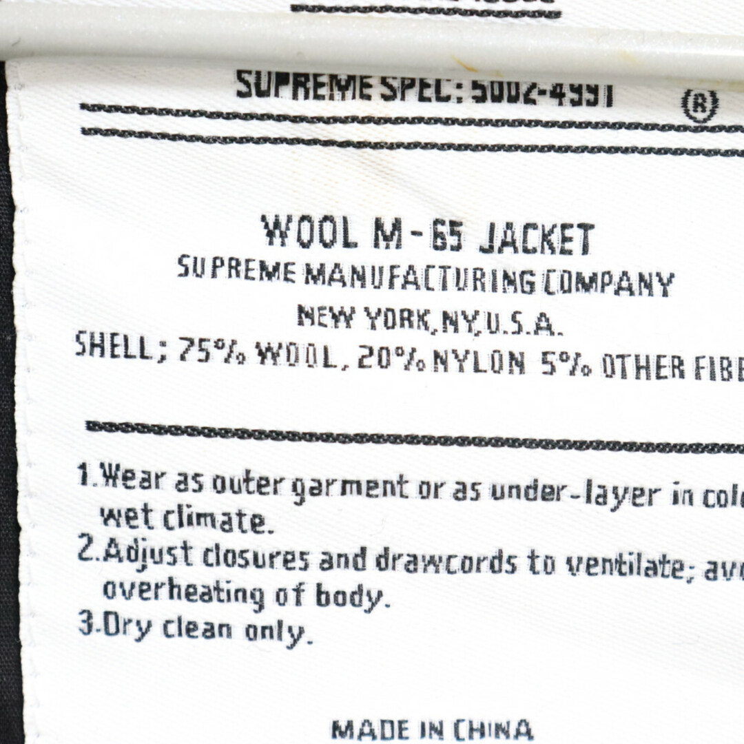 Supreme(シュプリーム)のSUPREME シュプリーム 07AW Wool M-65 Jacket ウール ミリタリー フィールドジャケット ブラック メンズのジャケット/アウター(フライトジャケット)の商品写真