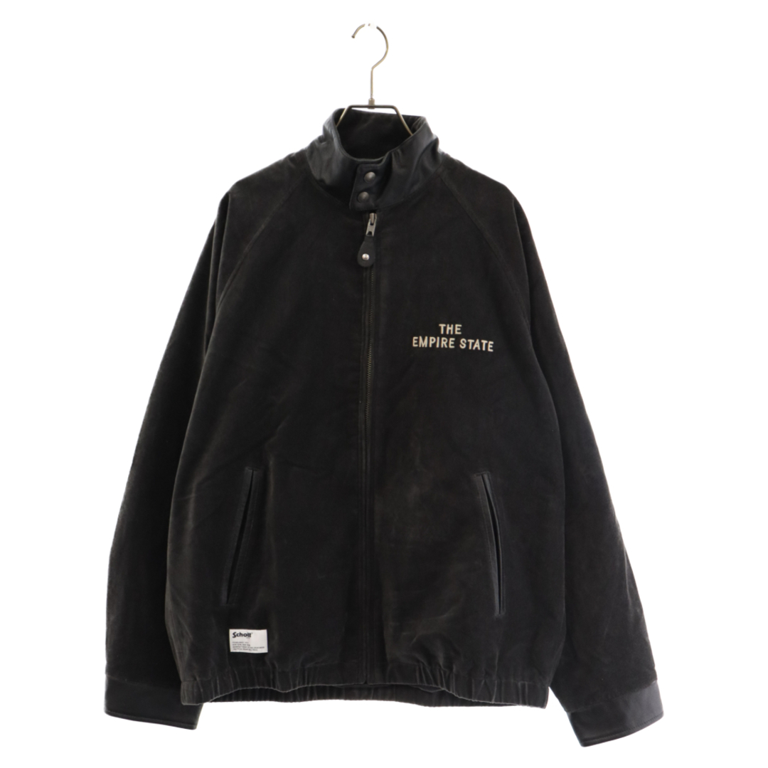 schott(ショット)のSCHOTT ショット 23AW LEATHER COMBI SOUVENIR JACKET N.Y. MAP レザーコンビ スーベニアジャケット ニューヨークマップ ブルゾン チャコールグレー メンズのジャケット/アウター(ブルゾン)の商品写真