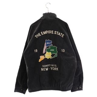 ショット(schott)のSCHOTT ショット 23AW LEATHER COMBI SOUVENIR JACKET N.Y. MAP レザーコンビ スーベニアジャケット ニューヨークマップ ブルゾン チャコールグレー(ブルゾン)