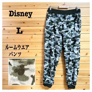 ディズニー(Disney)のDisneyルームウエア パンツ ウエストゴムフリースボア 迷彩柄 グレー系 L(ルームウェア)