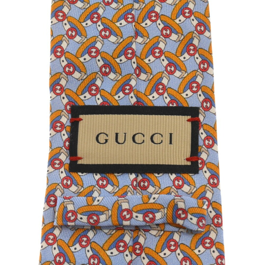 Gucci(グッチ)のGUCCI グッチ ラウンド インターロッキングG ベルトプリント シルクネクタイ マルチカラー 750484 4EAA1 インテリア/住まい/日用品の文房具(その他)の商品写真