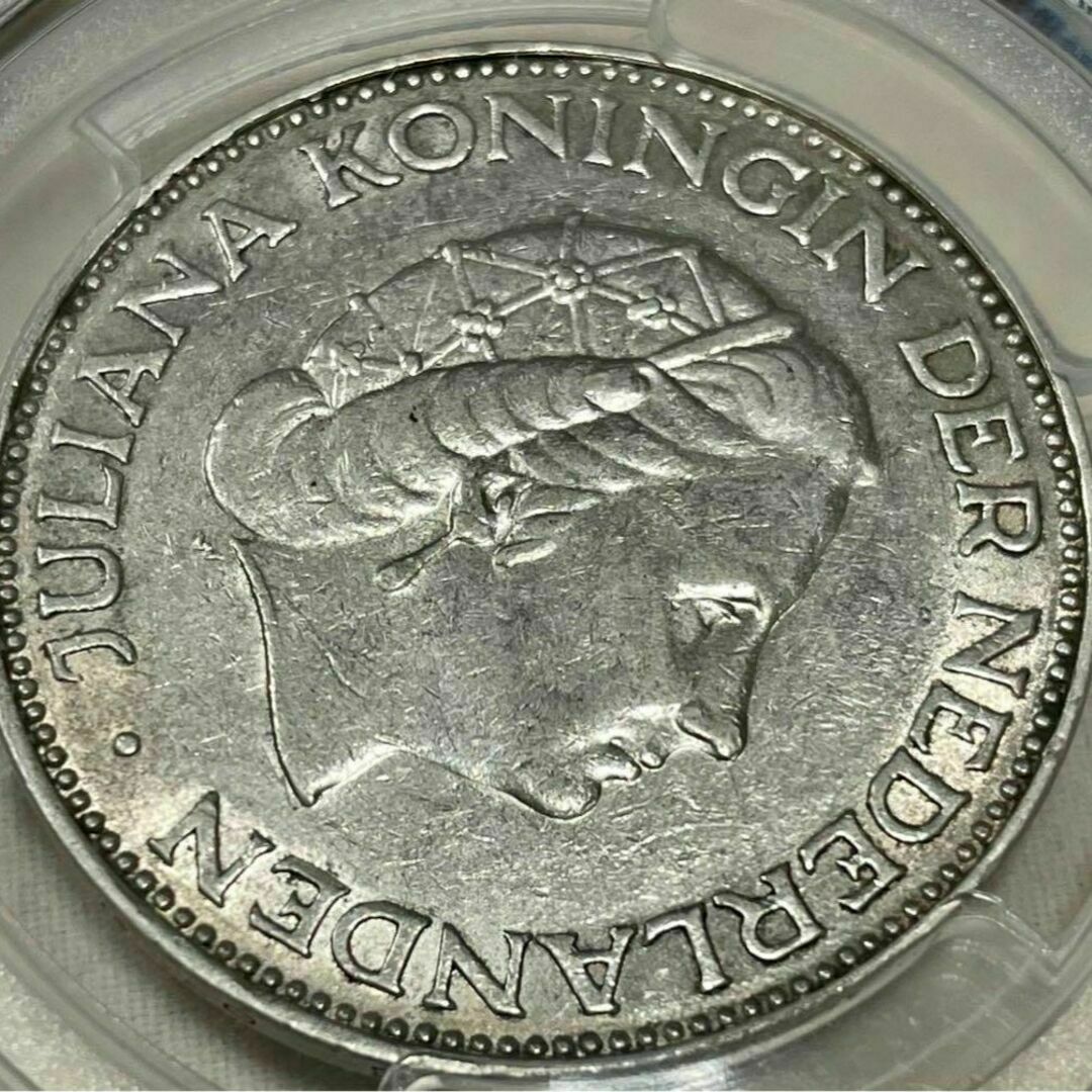 オランダ ユリアナ女王 2.5ギルダー銀貨 1961 PCGS AU55