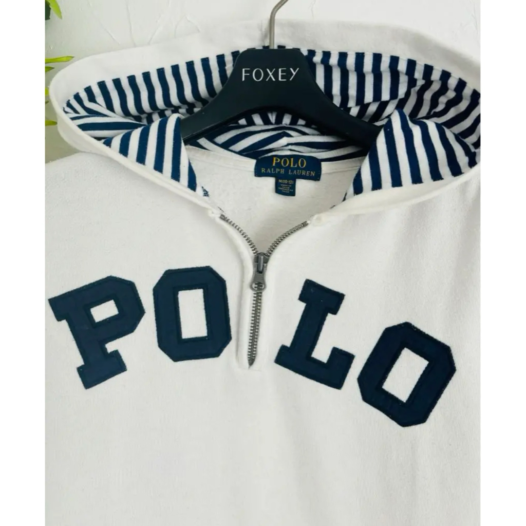 POLO RALPH LAUREN(ポロラルフローレン)のあきえり様専用　ラルフローレン　白　パーカー　ストライプ　10-12 150 キッズ/ベビー/マタニティのキッズ服男の子用(90cm~)(ジャケット/上着)の商品写真