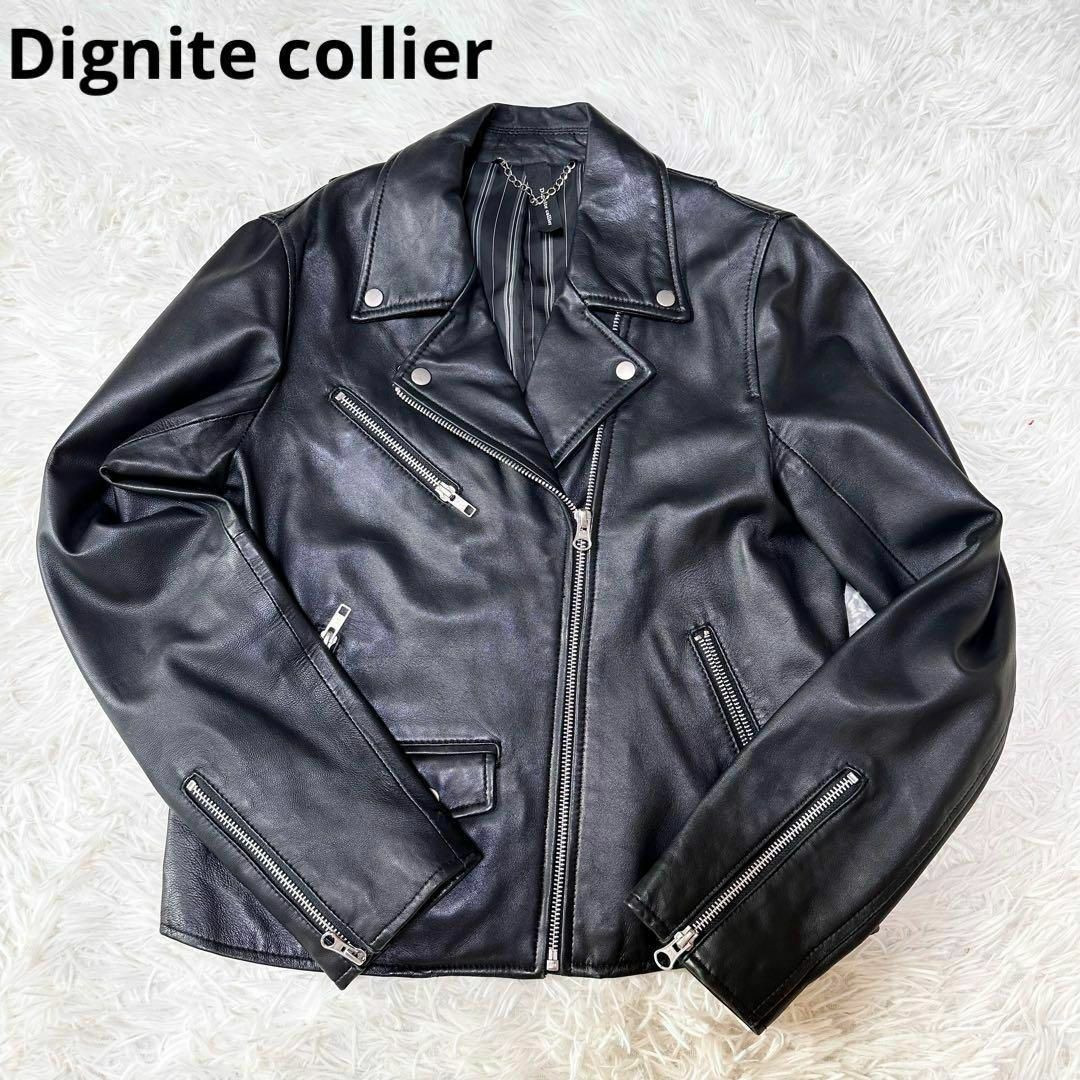 Dignite collier(ディニテコリエ)のDignite collier ディニテコリエ　レザーダブルライダース　ラム レディースのジャケット/アウター(ライダースジャケット)の商品写真