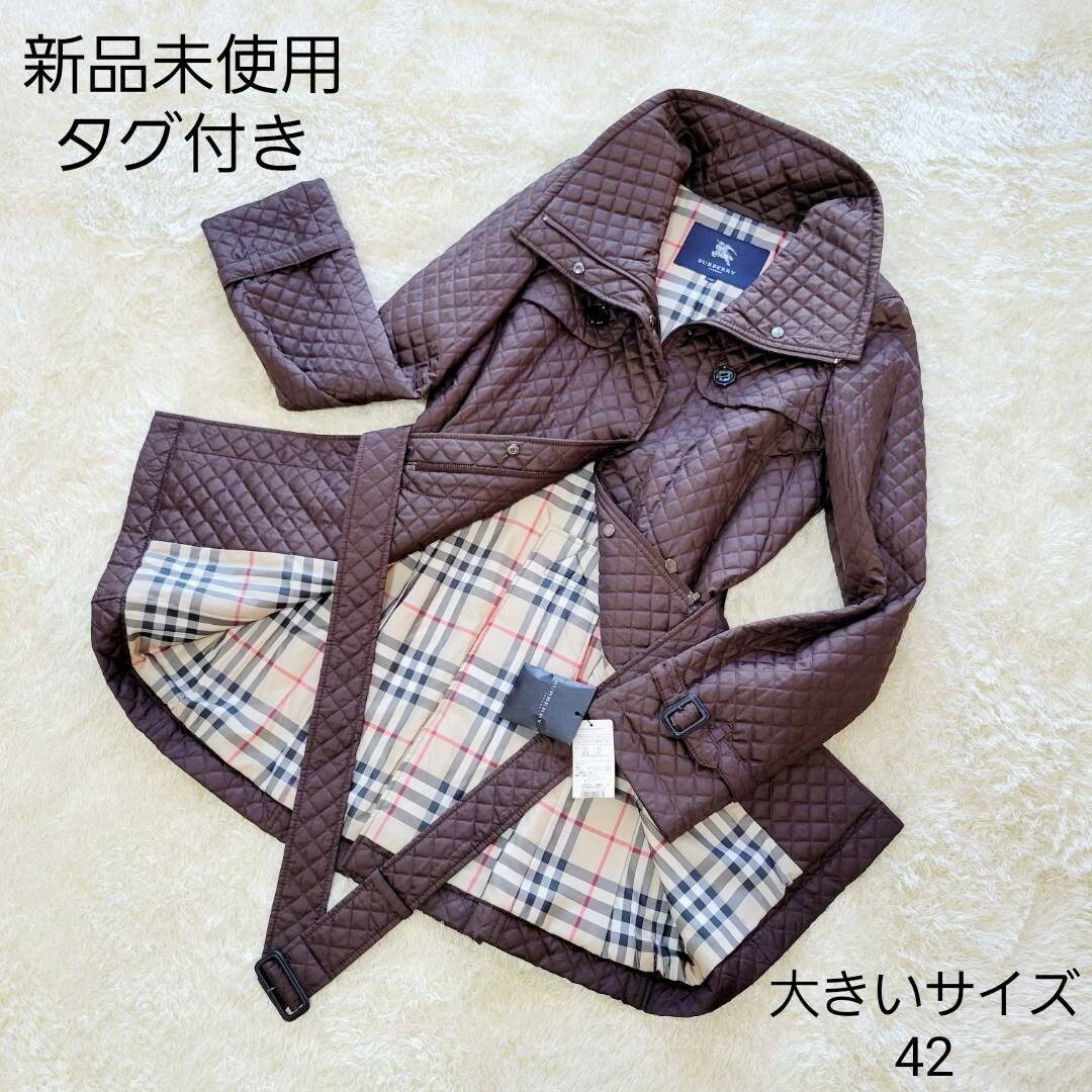 BURBERRY(バーバリー)の【奇跡の未使用タグ付き】サイズ42 バーバリー　キルティング　ベルト付きコート レディースのジャケット/アウター(トレンチコート)の商品写真