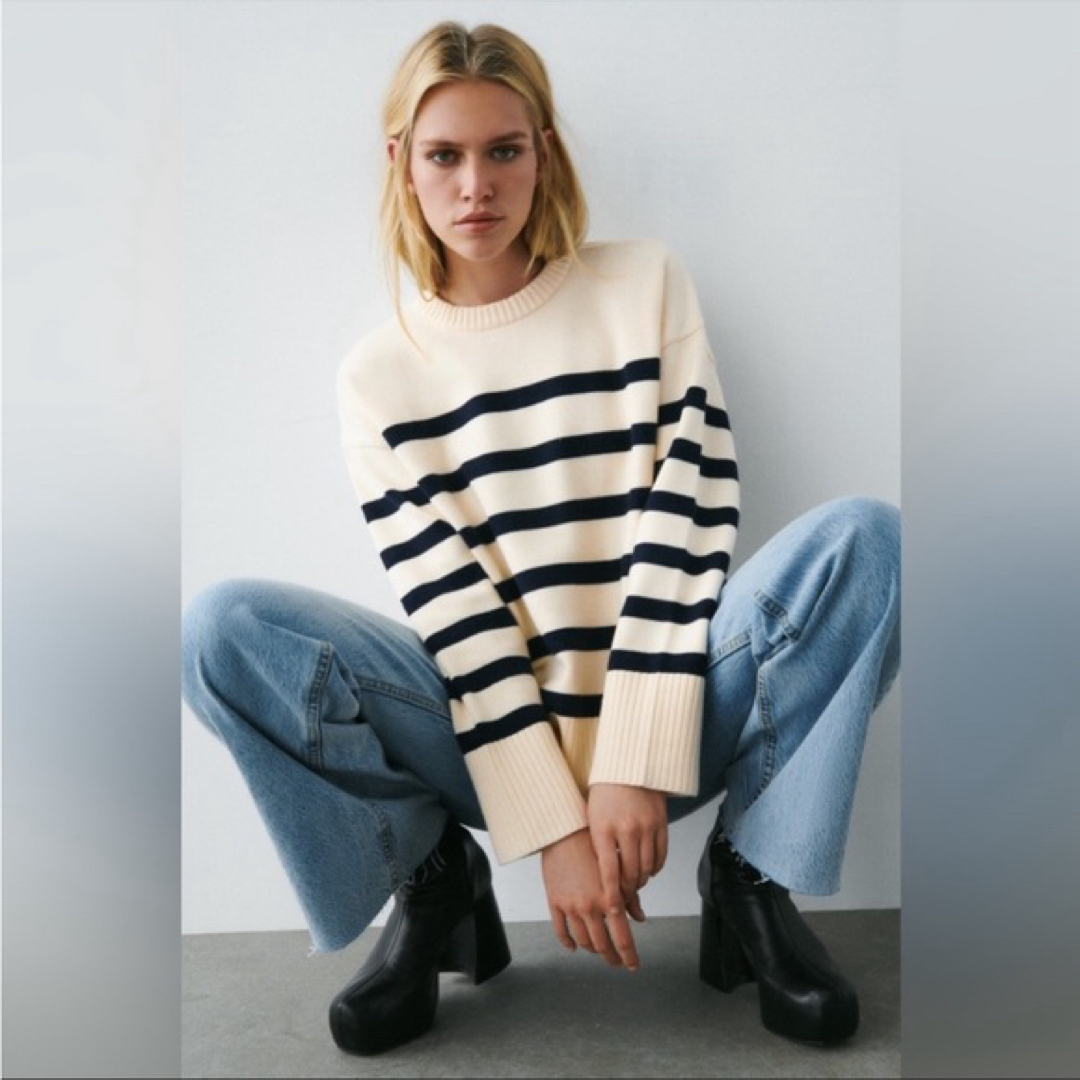 ZARA(ザラ)のZARA ボーダーニットセーター レディースのトップス(ニット/セーター)の商品写真