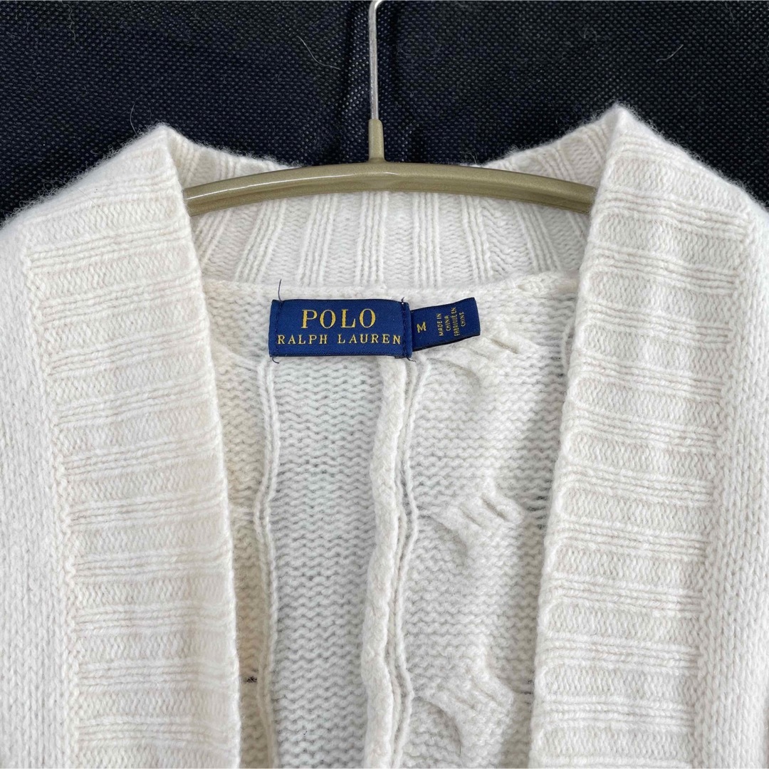 POLO RALPH LAUREN(ポロラルフローレン)の【美品】ポロラルフローレン ケーブルニット ロングカーディガン カシミヤ混 M レディースのトップス(カーディガン)の商品写真