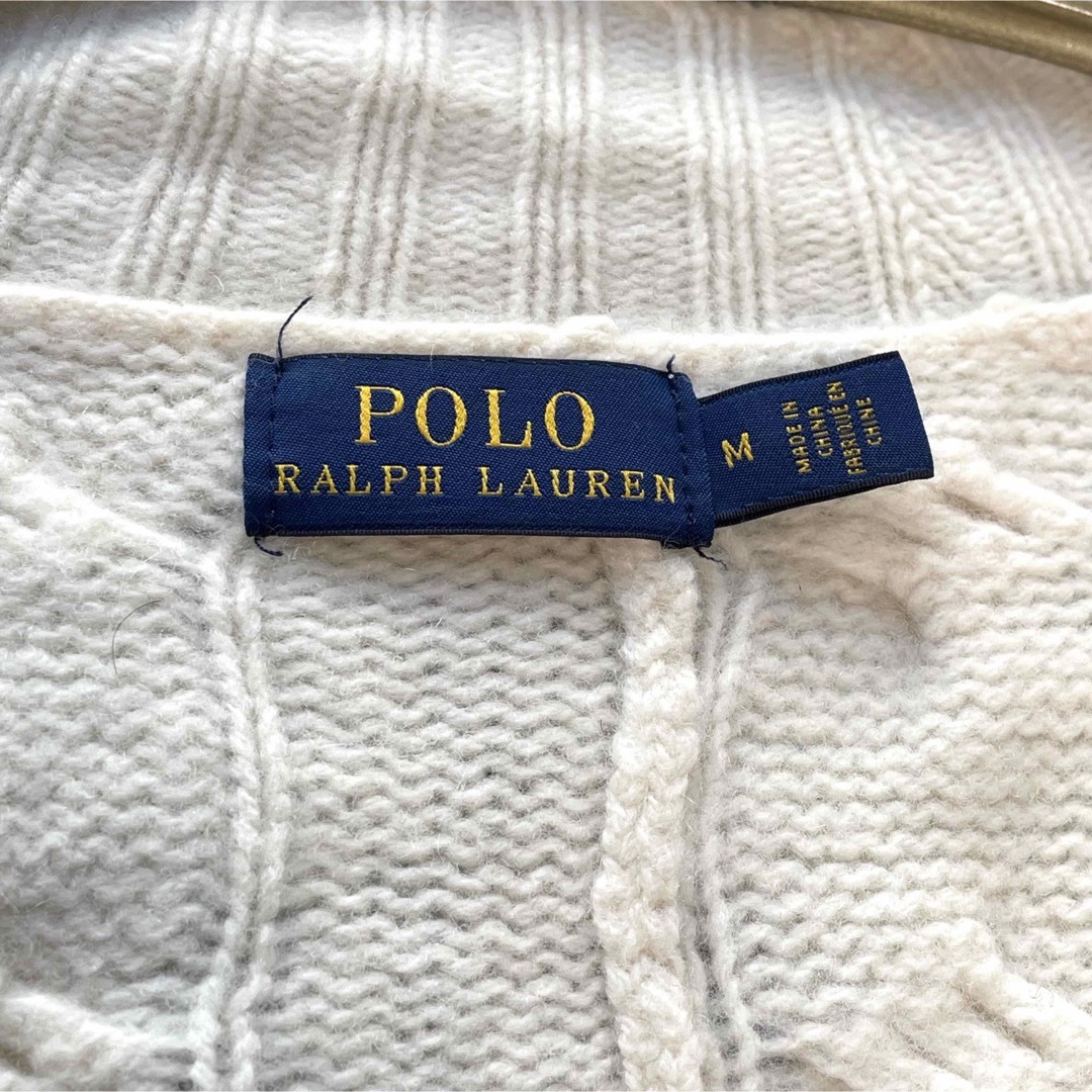 POLO RALPH LAUREN(ポロラルフローレン)の【美品】ポロラルフローレン ケーブルニット ロングカーディガン カシミヤ混 M レディースのトップス(カーディガン)の商品写真