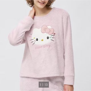 ジーユー(GU)のキティ新品GU マシュマロフィールラウンジセット(長袖) HELLO KITTY(ルームウェア)