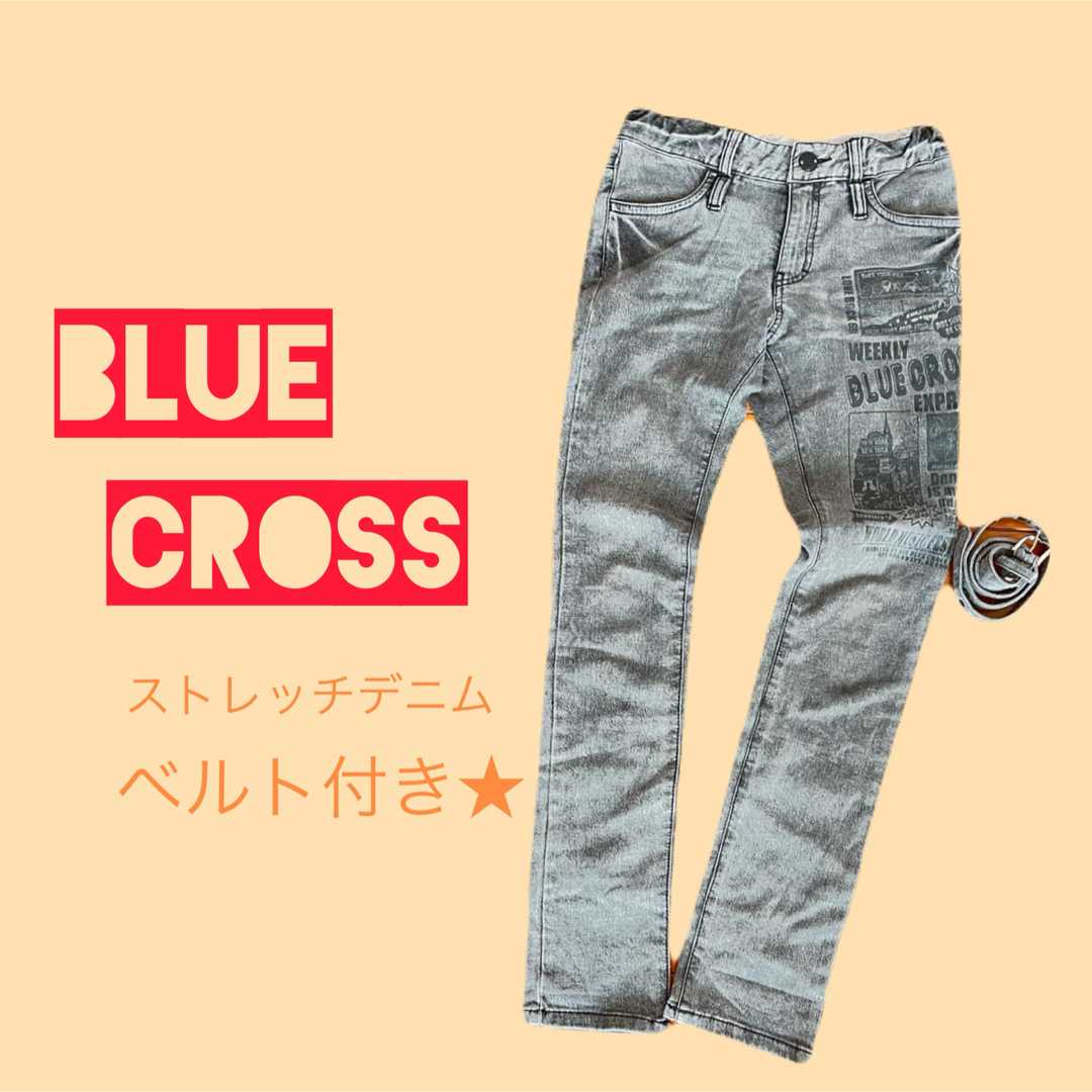 bluecross(ブルークロス)のブルークロス　スパイシーレーベル　ストレッチ　デニム　パンツ　M キッズ/ベビー/マタニティのキッズ服女の子用(90cm~)(パンツ/スパッツ)の商品写真