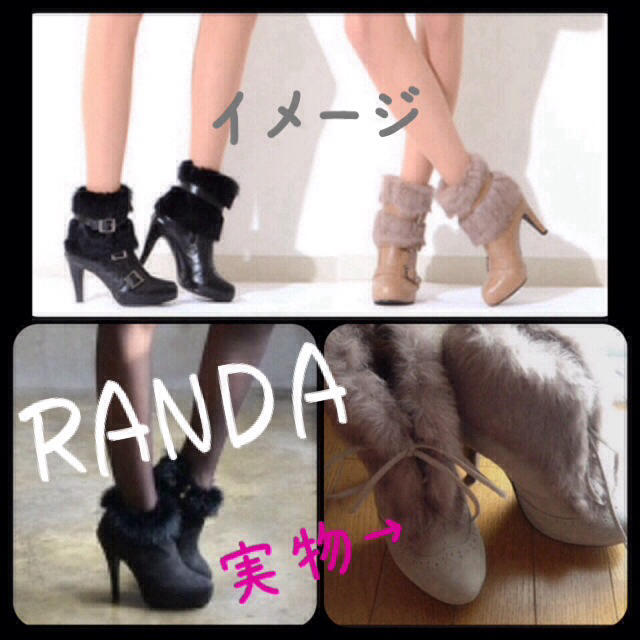 RANDA(ランダ)のランダ ラビットファーショートブーツ Ｌ レディースの靴/シューズ(ブーツ)の商品写真