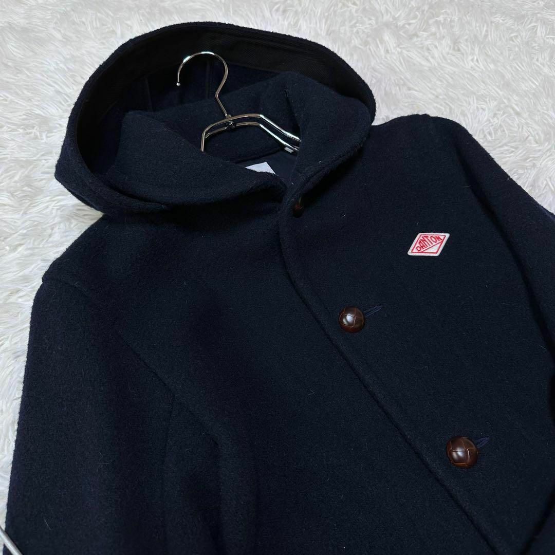 身幅43cmダントン DANTON フーデットウールモッサコート 紺 34