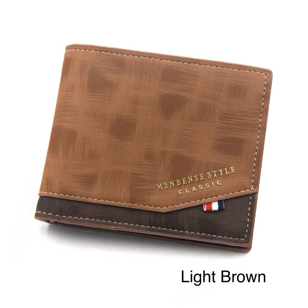 新品   メンズウォレット  折財布   二つ折り財布　紳士　ライトブラウン メンズのファッション小物(折り財布)の商品写真