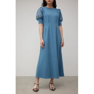 アズールバイマウジー(AZUL by moussy)のAZUL BY MOUSSY アズールバイマウジー 袖シアー半袖ワンピース(ロングワンピース/マキシワンピース)