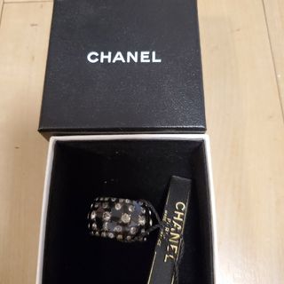 シャネル(CHANEL)の未使用 ヴィンテージ CHANEL シャネル リング 黒 ラインストーン(リング(指輪))