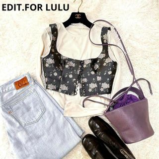 エディットフォールル(EDIT.FOR LULU)のエディットフォールル  ベスト　ビスチェ　重ね着　ヴィンテージ調　花柄(ベスト/ジレ)