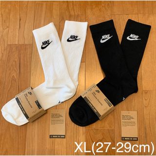 ナイキ(NIKE)の新品　ナイキ　エッセンシャル　クルーソックス　XL(27-29cm)  黒白2足(ソックス)