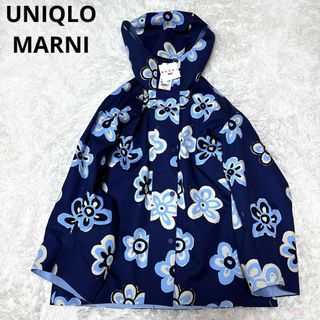 ユニクロ(UNIQLO)のUNIQLO MARNI ユニクロ　マルニブロックテックハーフコート ブルー S(ブルゾン)