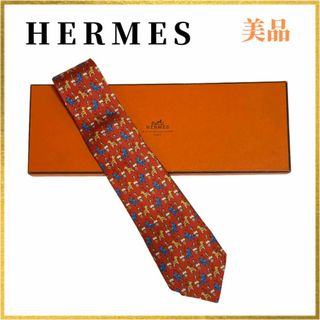 エルメス(Hermes)の【美品】エルメス ネクタイ 馬車 シルク 箱付き 1点物(ネクタイ)