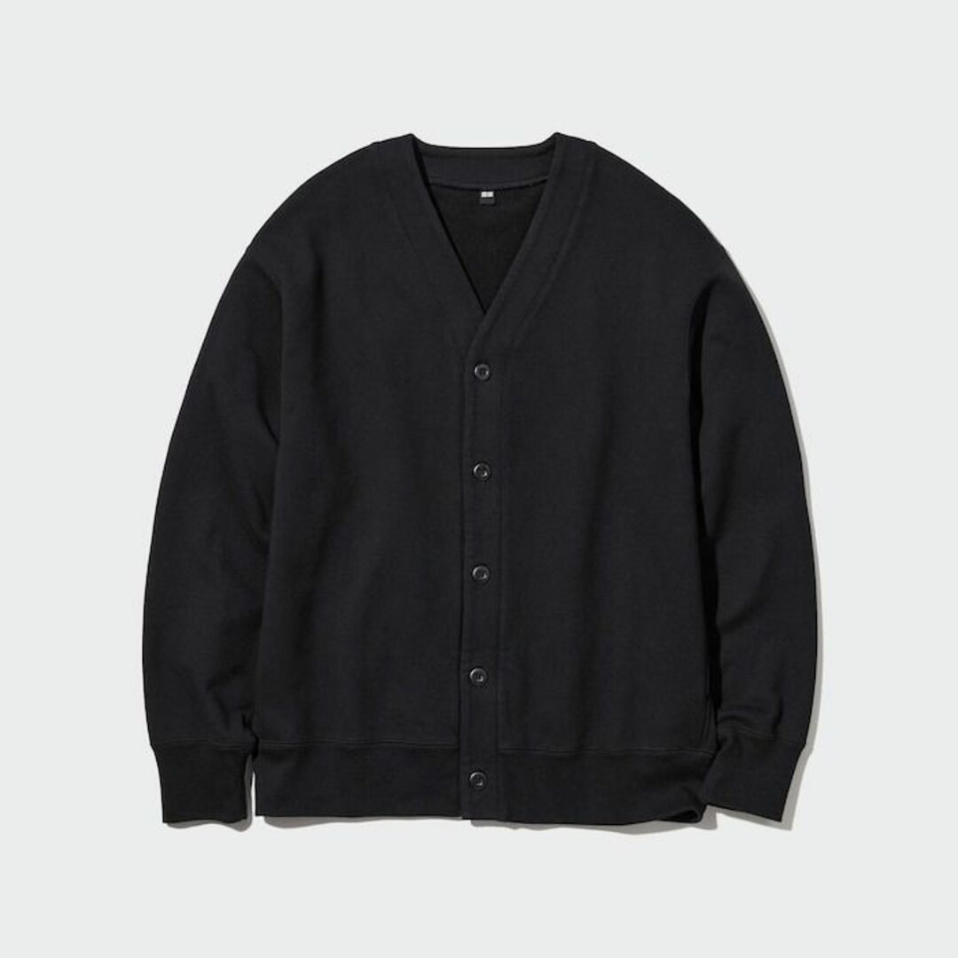 UNIQLO(ユニクロ)の【値引中】ユニクロ スウェットカーディガン 黒L メンズのトップス(カーディガン)の商品写真