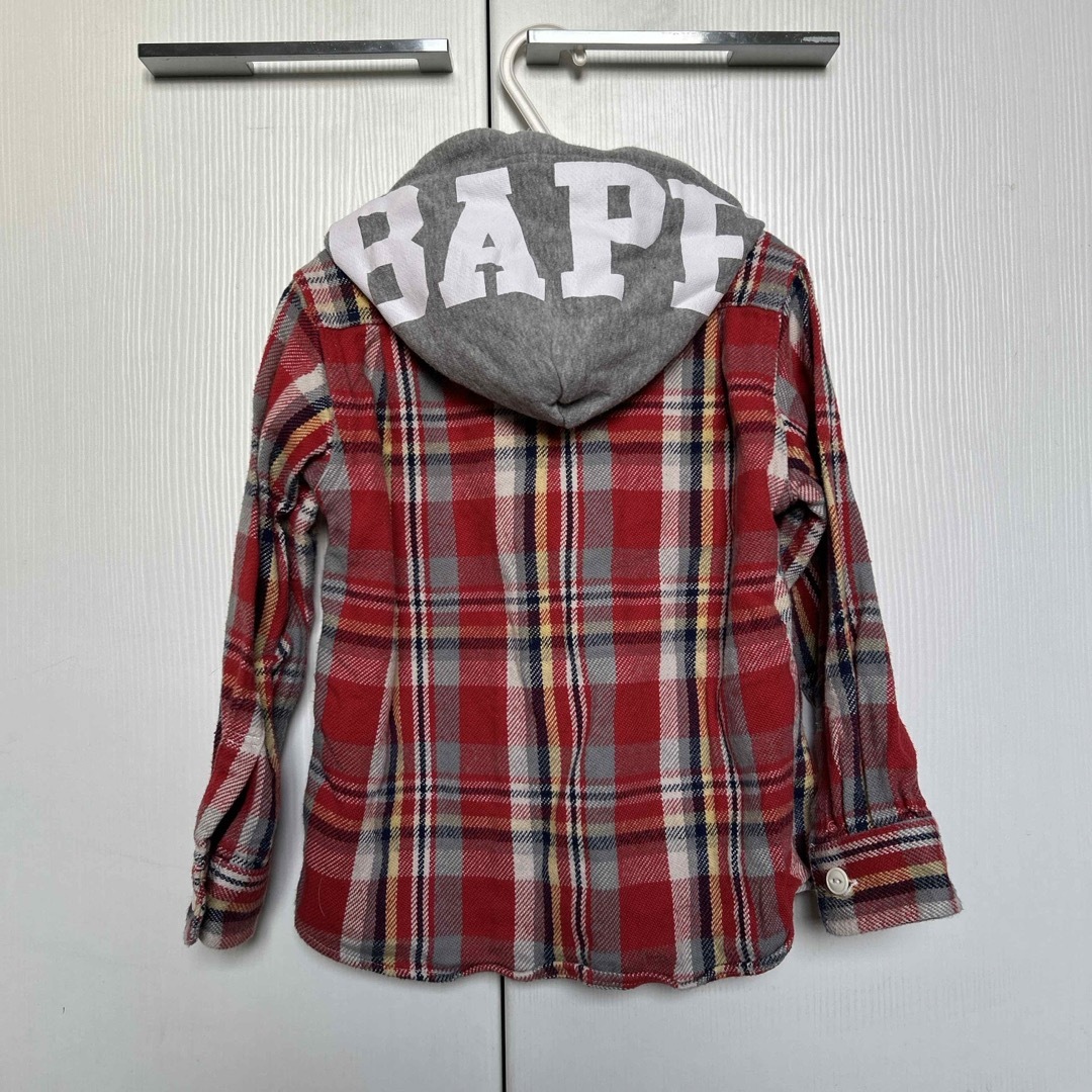 BAPE KIDS(ベイプキッズ)のBAPEKIDS パーカー付きネルシャツ　100 キッズ/ベビー/マタニティのキッズ服男の子用(90cm~)(ジャケット/上着)の商品写真