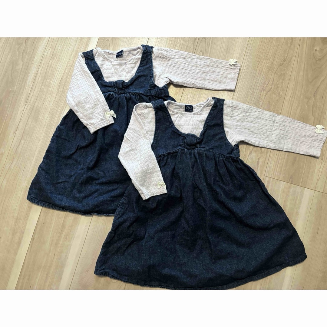 デニム ワンピース 女の子 100cm 110cm キッズ/ベビー/マタニティのキッズ服女の子用(90cm~)(ワンピース)の商品写真