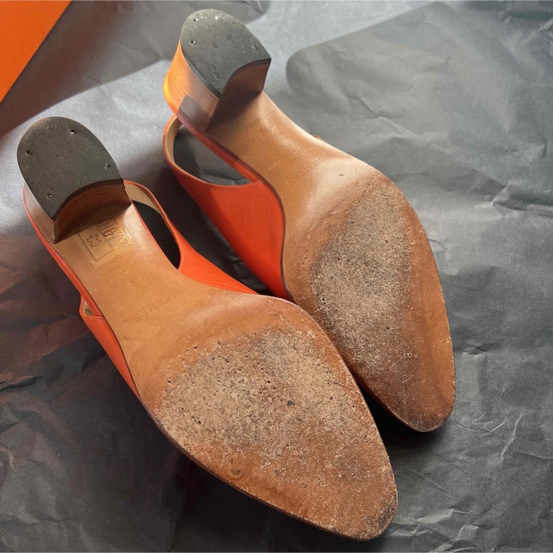Hermes(エルメス)の【HERMES】エルメス ヒール パンプス Hロゴ サイズ37 オレンジ 靴 レディースの靴/シューズ(ハイヒール/パンプス)の商品写真