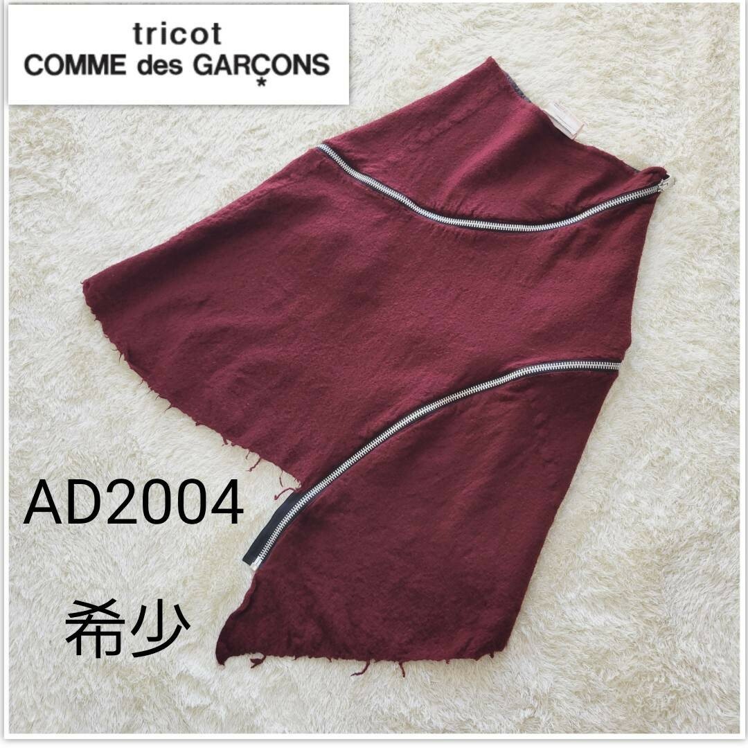 tricot COMME des GARCONS(トリココムデギャルソン)の【希少】トリココムデギャルソン　アシンメトリー　ファスナー　ウール　スカート レディースのスカート(ひざ丈スカート)の商品写真