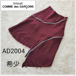 トリココムデギャルソン(tricot COMME des GARCONS)の【希少】トリココムデギャルソン　アシンメトリー　ファスナー　ウール　スカート(ひざ丈スカート)