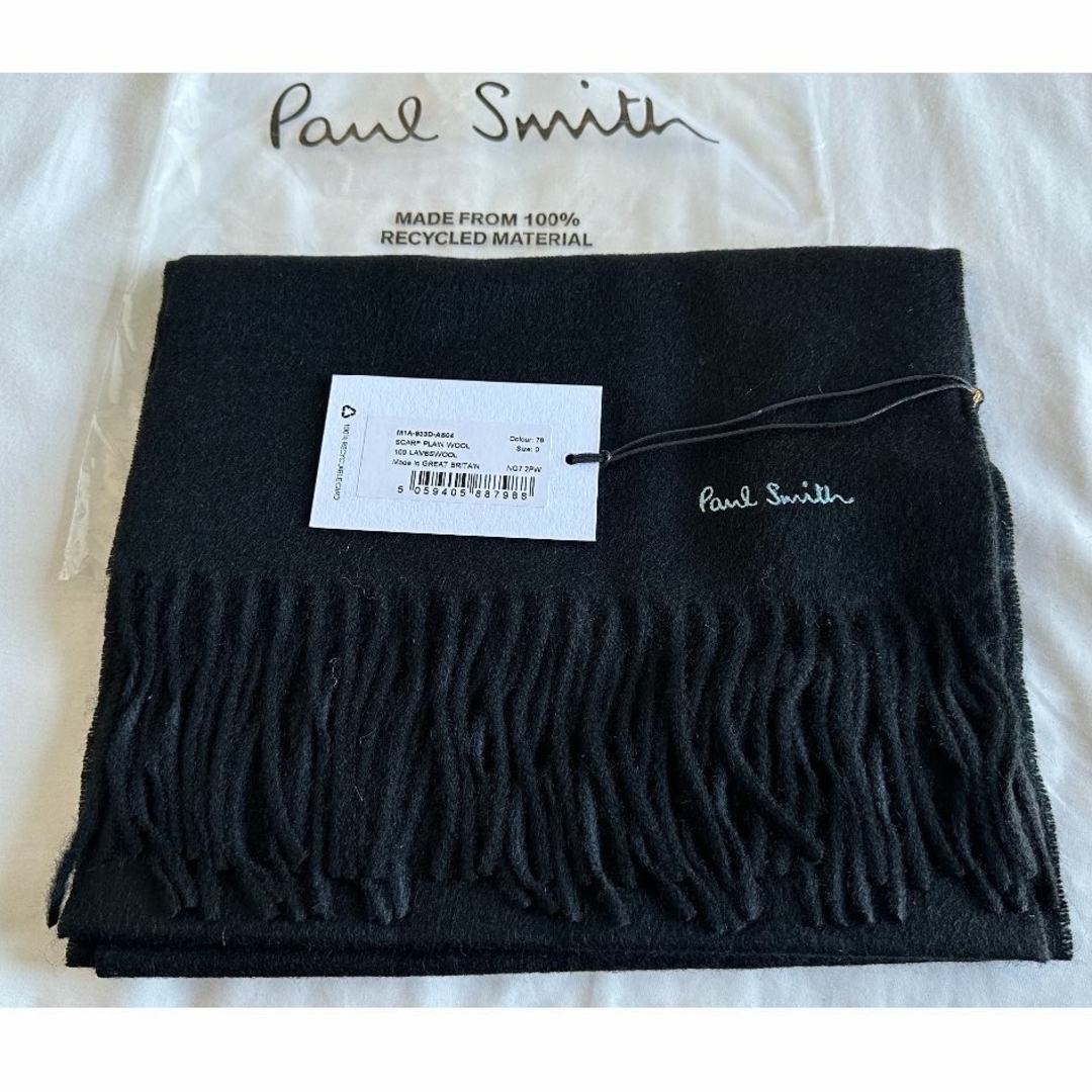 Paul Smith(ポールスミス)のポールスミス　マフラー　WOOL100％/ブラック メンズのファッション小物(マフラー)の商品写真