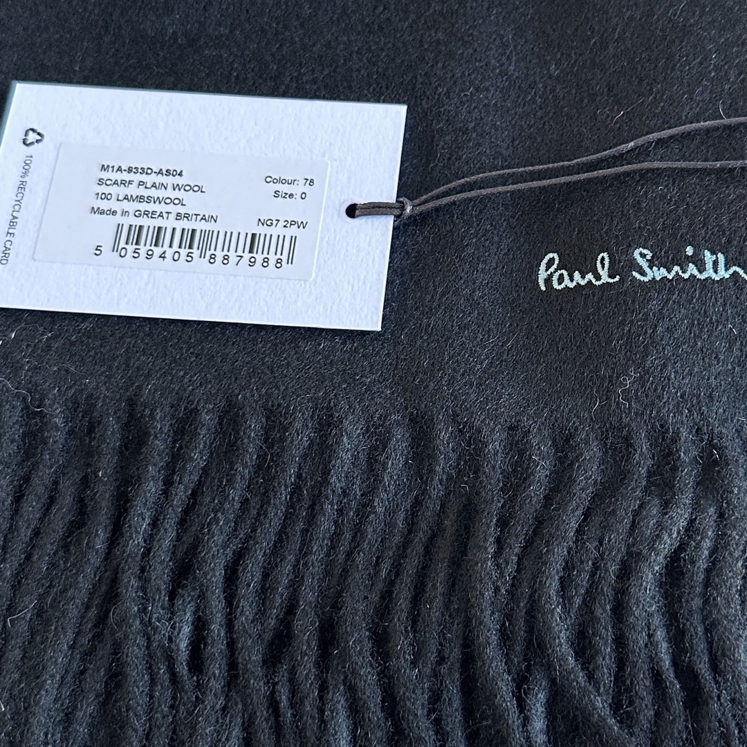 Paul Smith(ポールスミス)のポールスミス　マフラー　WOOL100％/ブラック メンズのファッション小物(マフラー)の商品写真