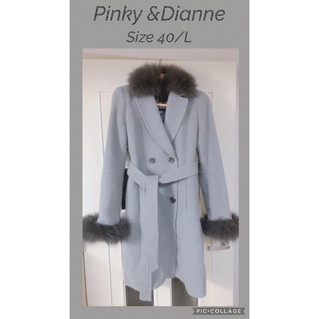 Pinky&Dianne(ピンキーアンドダイアン)のPinky&Dianne アンゴラ混コート 襟ファー サイズL レディースのジャケット/アウター(毛皮/ファーコート)の商品写真