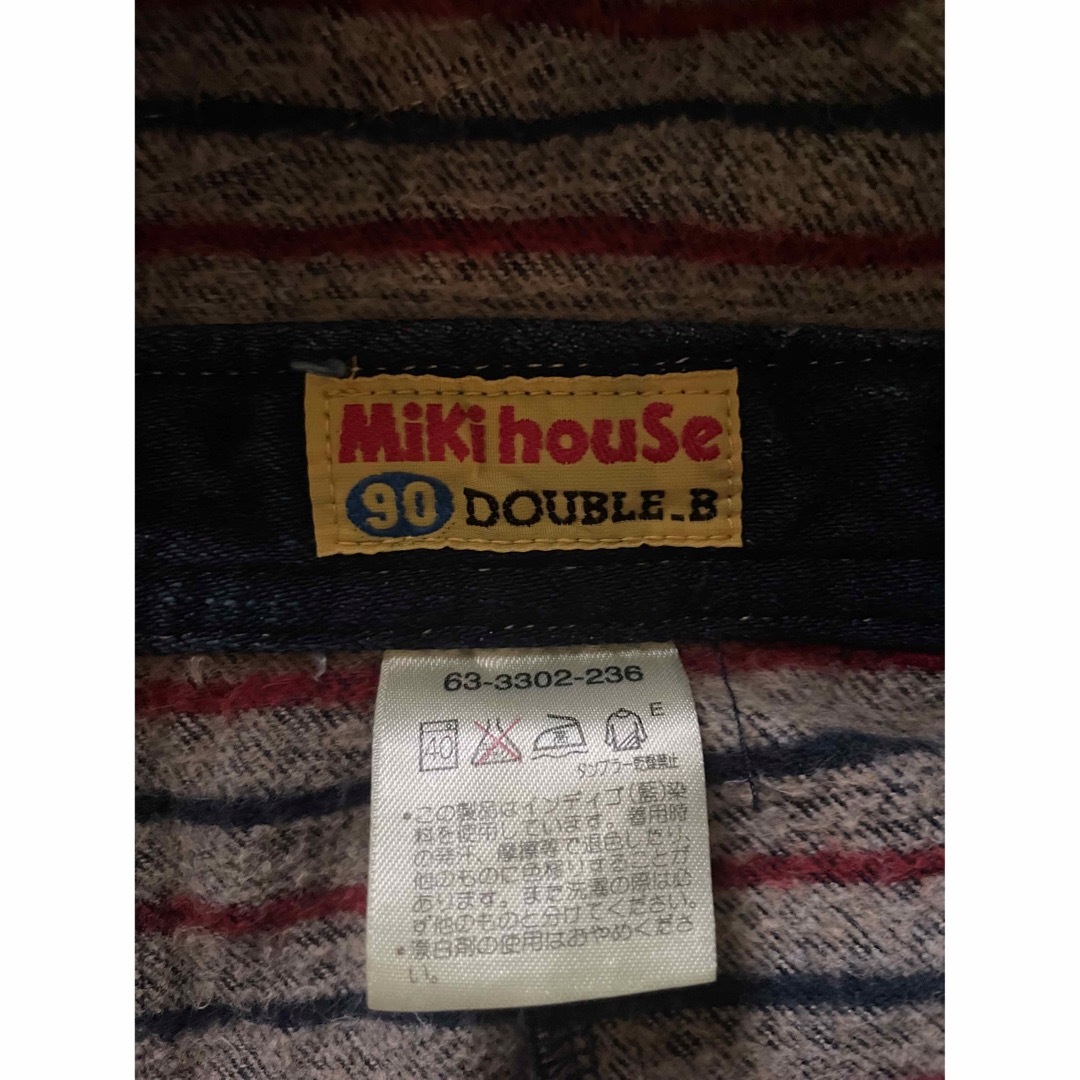 mikihouse(ミキハウス)のミキハウス　ダブルビー　オーバーオール　サロペット　90cm デニム キッズ/ベビー/マタニティのキッズ服男の子用(90cm~)(パンツ/スパッツ)の商品写真